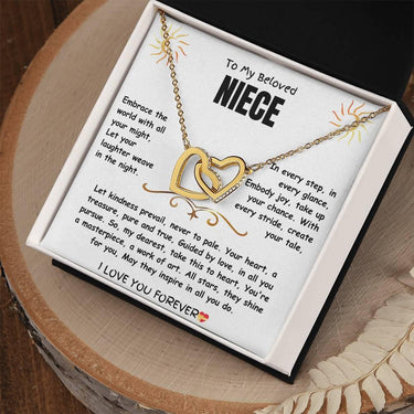 To My Beloved Niece - Interlocking Hearts Necklace - Gift Set - SLDDL0024 - Sunshine Letters Co